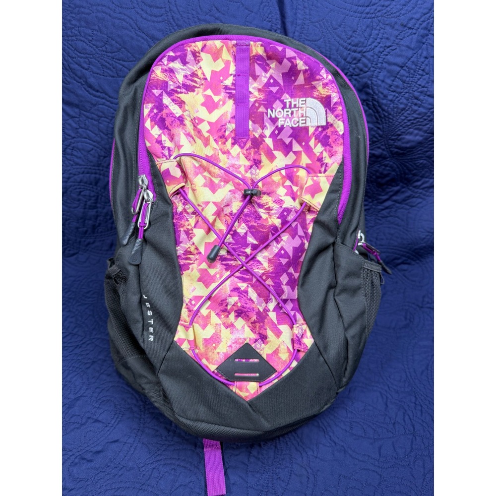 The North Face Womens Jester Backpack CHJ3 Black Purple Geometric Daypack 22L
